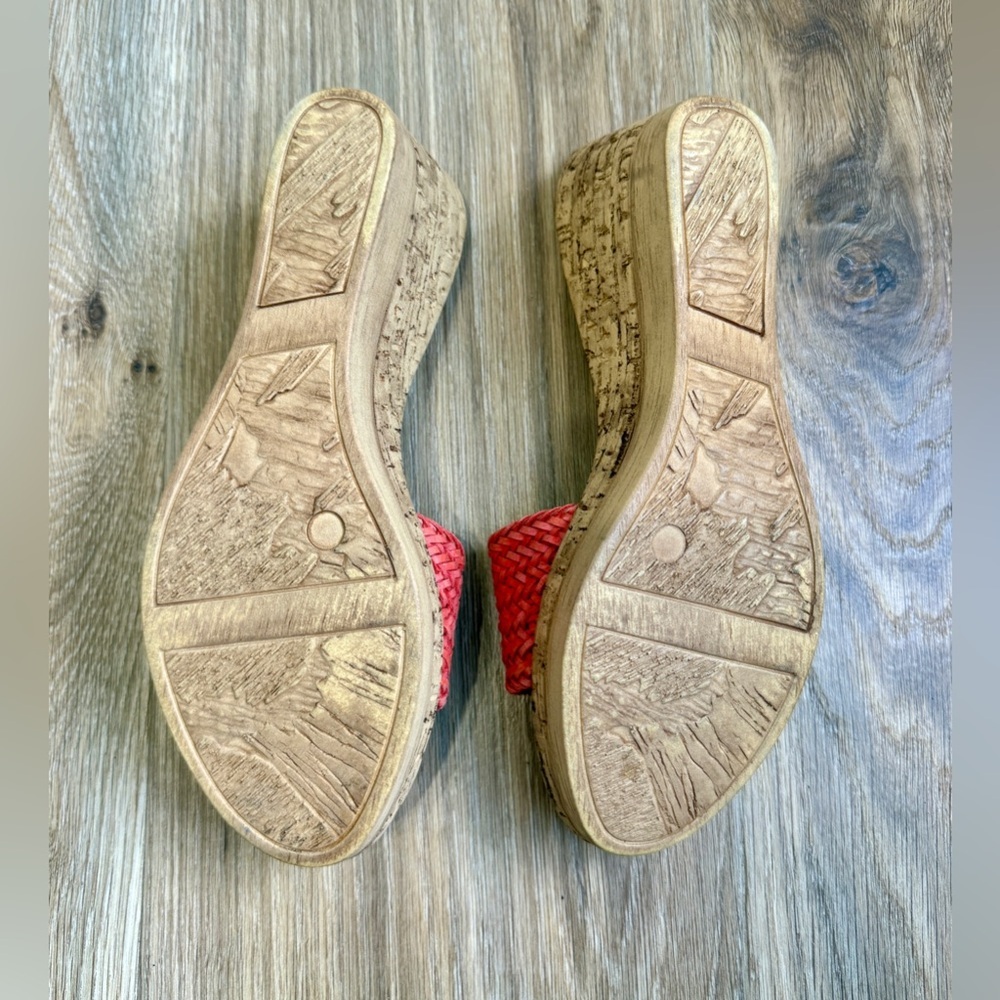 Mila Paoli Coral Woven Slide Cork Wedge Sandals – Size 8.5 NWOB - Picture 4 of 5